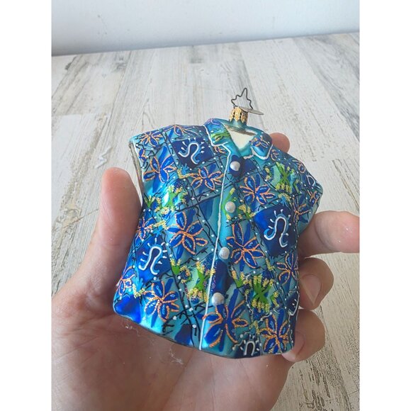 Radko vintage tiki bar Hawaiian shirt ornament glass Xmas tree - Picture 7 of 8